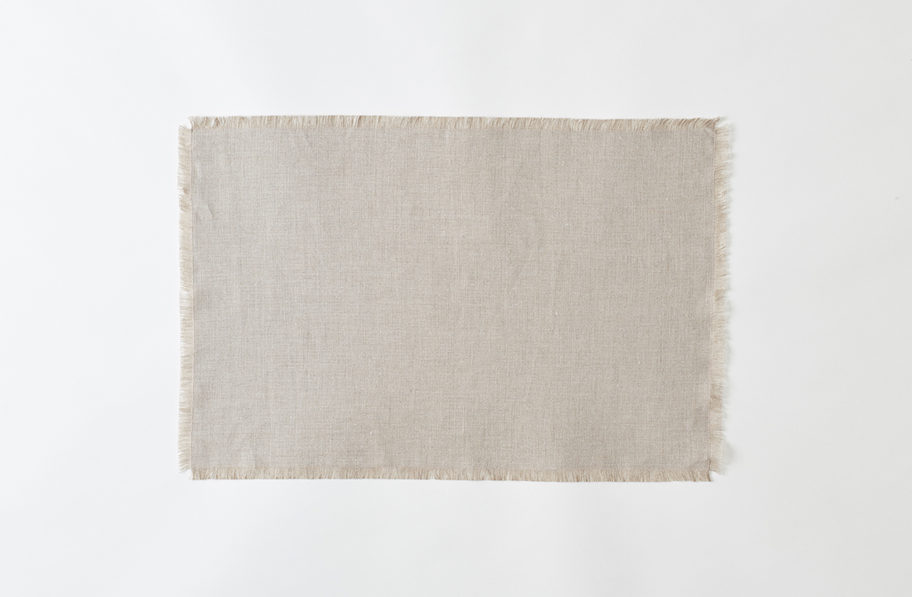 Boxwood Linen Flax Fringed Placemat