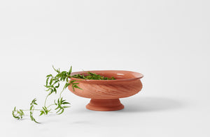 frances palmer large ridged terracotta pedestal bowl set with floral vines