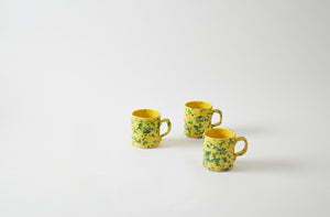 Green on Yellow Splatterware Mug