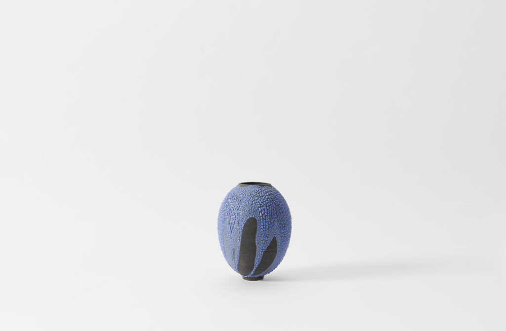 Karen Swami Cobalt Galuchat on Black Stoneware Medium Vessel