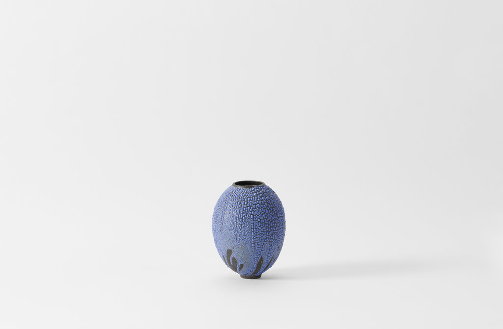 Karen Swami Cobalt Galuchat on Black Stoneware Medium Vessel