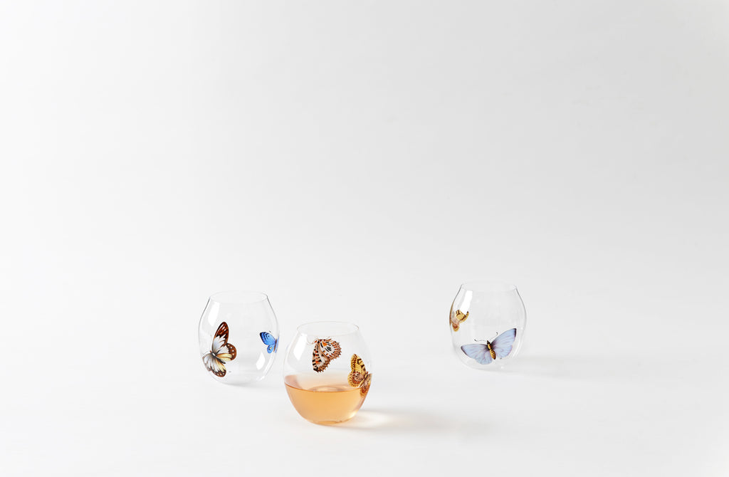 Lobmeyr Ted Muehling Double Painted Butterfly Balloon Glass