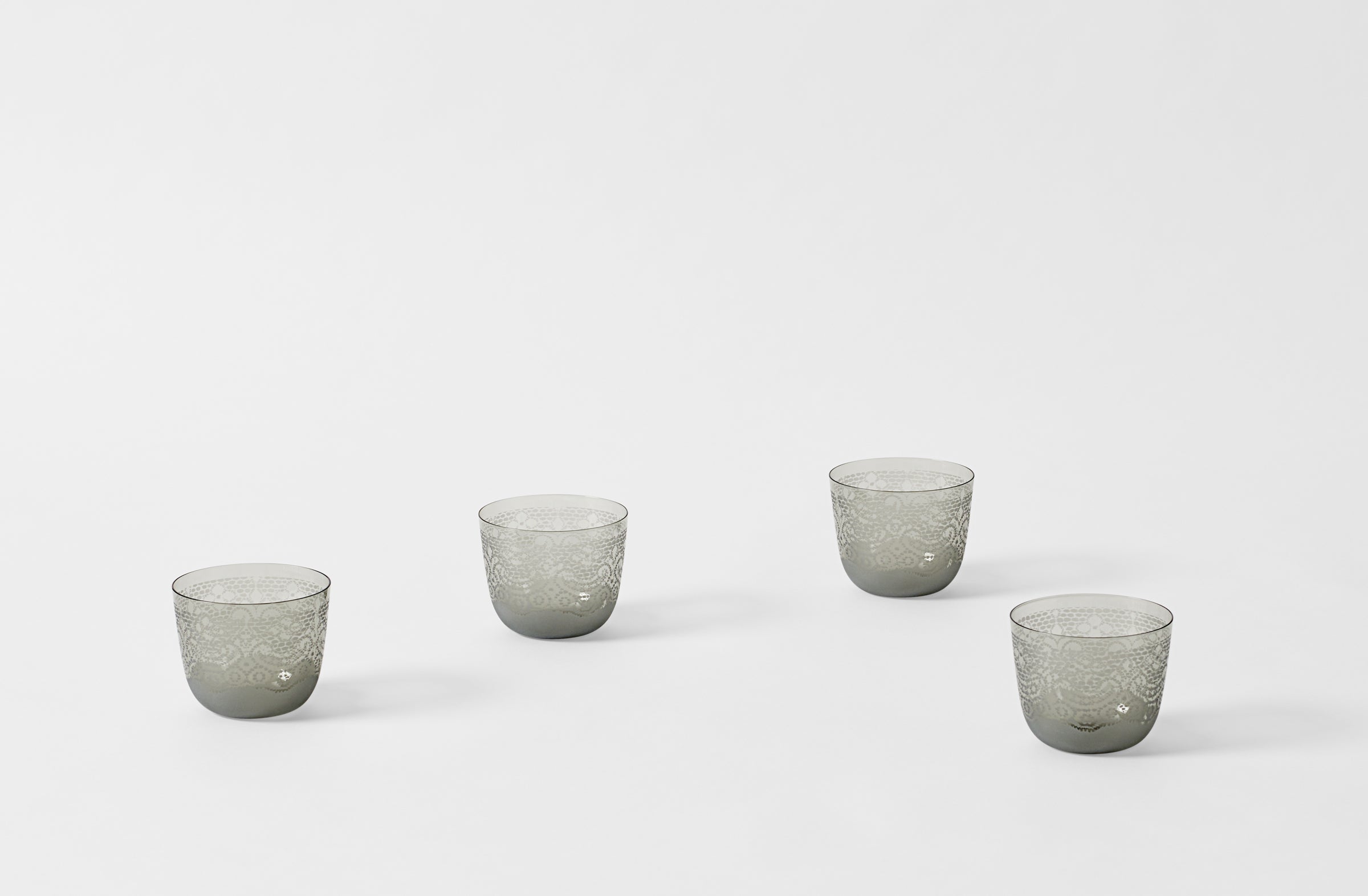 four lobmeyr viennese lace engraved grey alpha tumblers