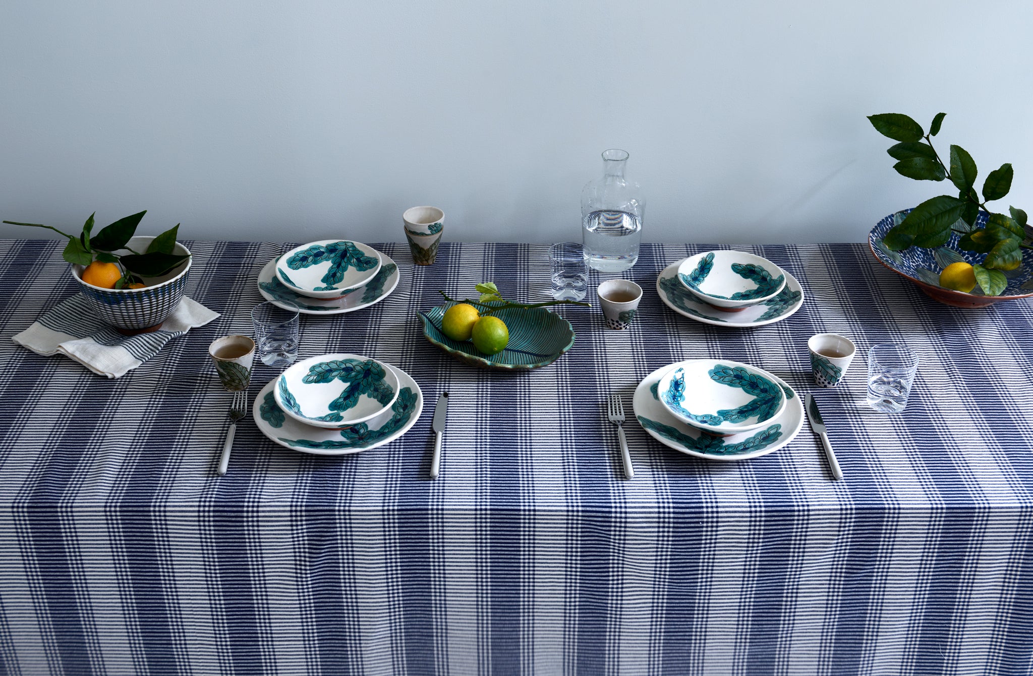 Navy and White Stripe Cotton Napkin