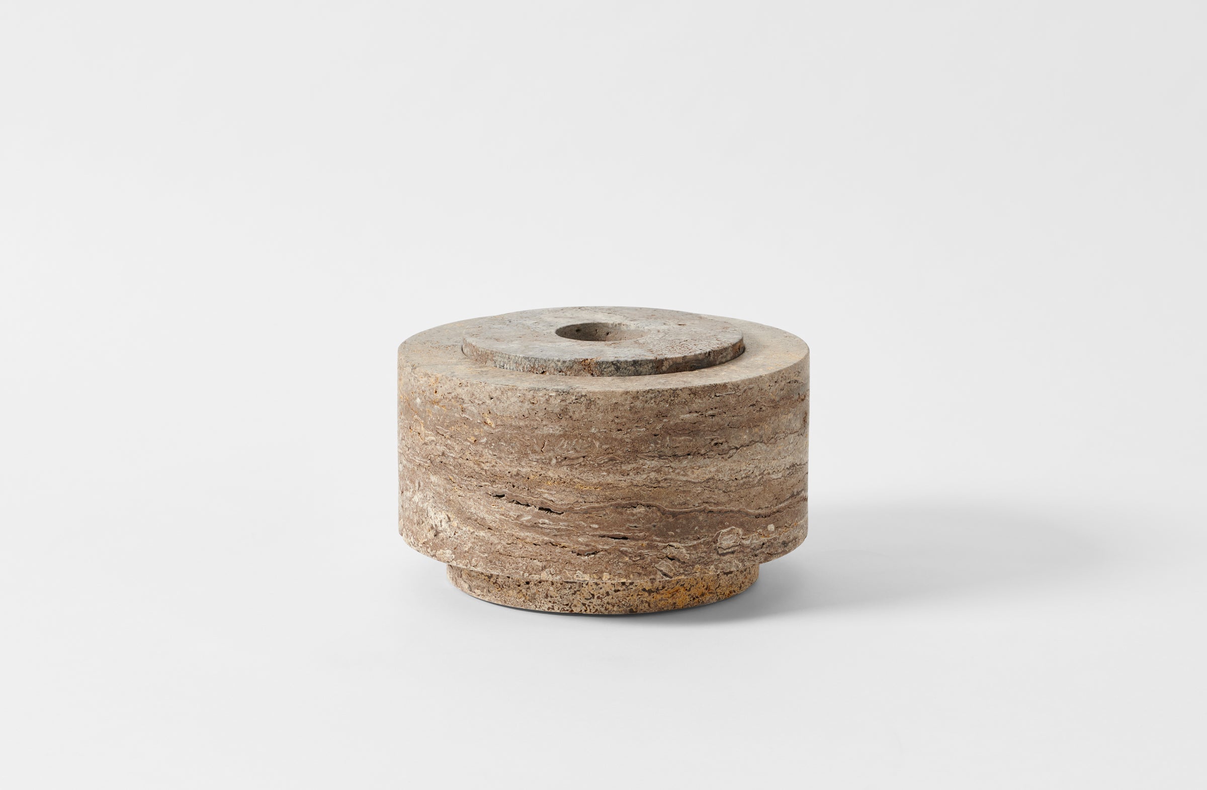 Michaël Verheyden Brown Travertine Lidded Marble Bowl