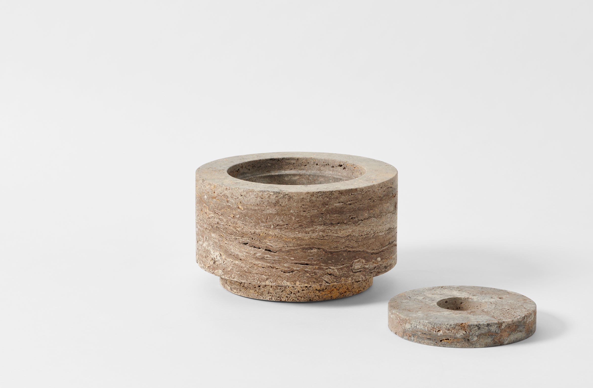 Michaël Verheyden Brown Travertine Lidded Marble Bowl