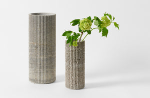 Nicolas Schuybroek Muschelkalk Stone Medium Ribbed Vase
