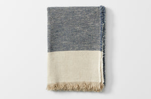 libecco heavy belgian linen north sea stripe throw blanket shown folded