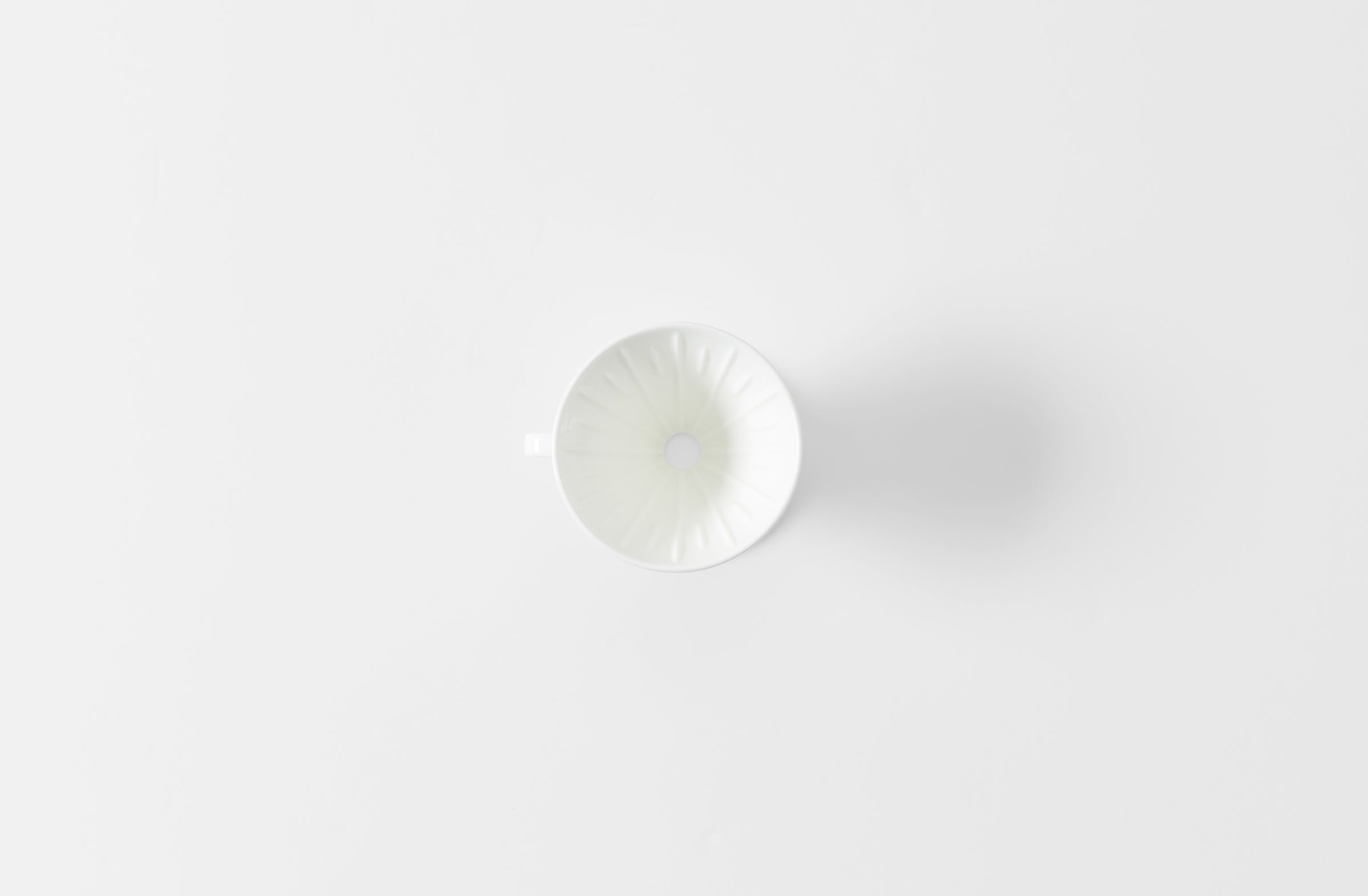 porcelain white coffee filter shot from above