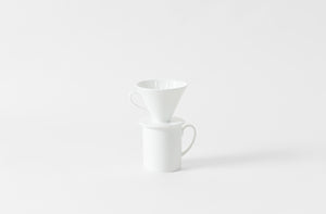 porcelain white coffee filter with cup