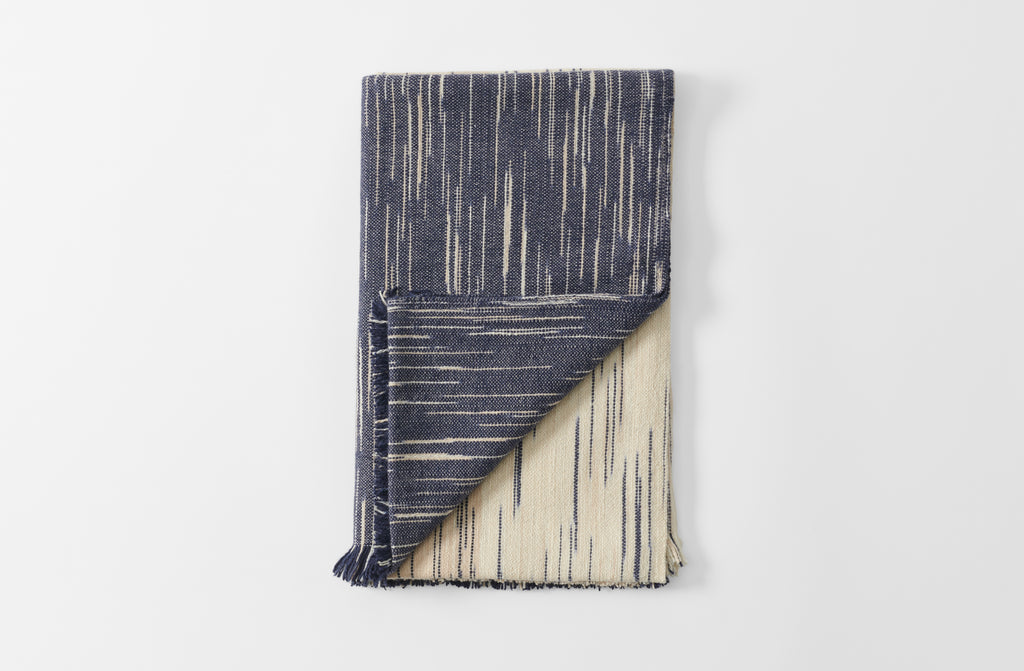 Serape Navy and Cream Cashmere Throw