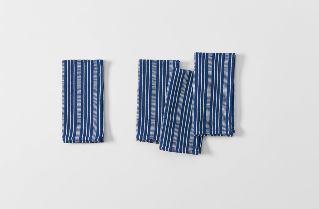 Navy and White Stripe Cotton Napkin