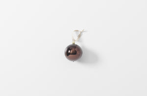 umber hand blown glass ball ornament with linen ribbon loop